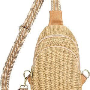 Straw Crossbody Bag Women Woven Summer Purse Rafia Sling Bag Travel Compact